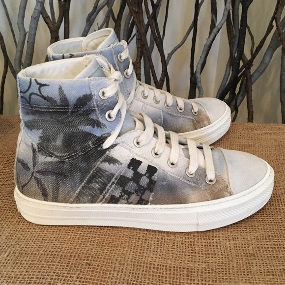 Amiri Sunset Canvas Airbrushed Palm Sneakers - Picture 1 of 14